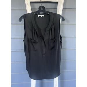 🖤 Milly Black Sleeveless Silk Blouse With Pockets - Size 8 - Medium - Black